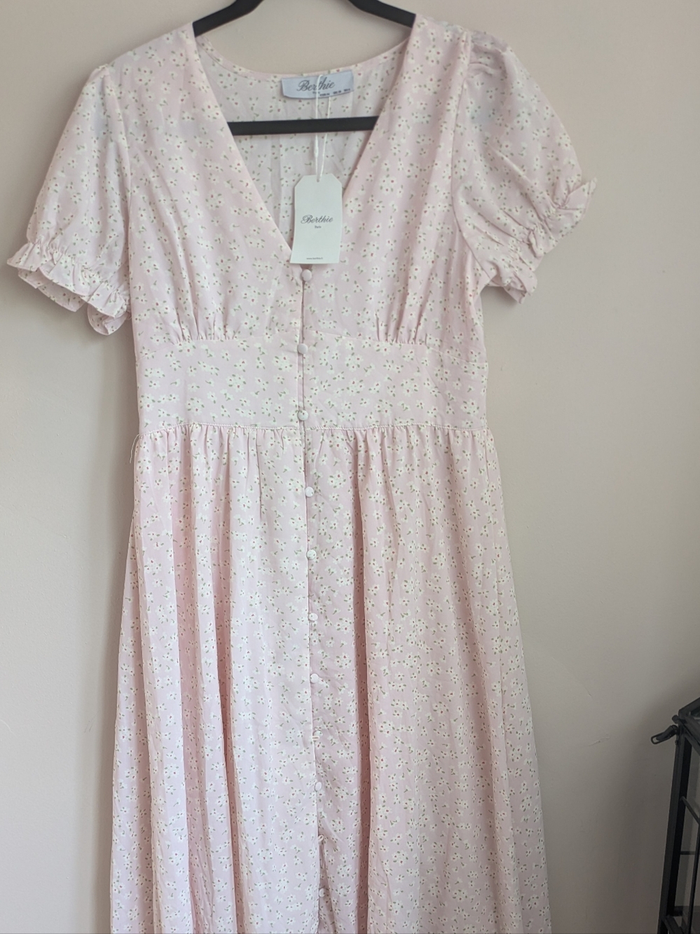 Pink Floral Midi Dress